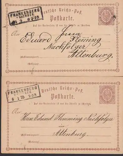 Frankenberg i. Sachsen zwei GA von 1874 bzw. 1875  nach Altenburg