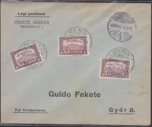 Legi postaval fekete oszkar Györ, Ungarn 919/21, Überdruckausgabe