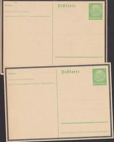 Hindenburg 5 Pf. Trauer, P234, ungebraucht zwei Karten