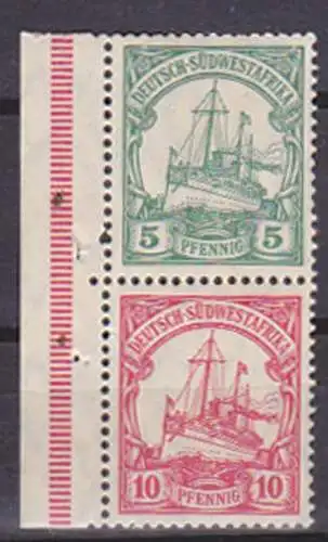 Schiffszeichnung Zdr.  postfrisch mit Rand, Deutsch-Südwestafrika S12 aus MH 3