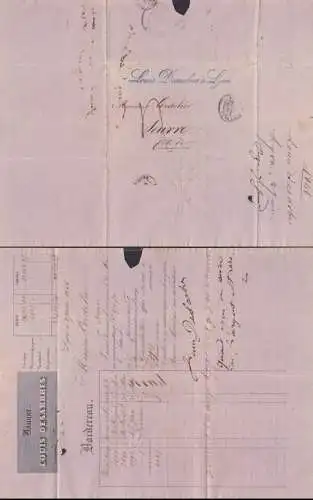 LYON vorphilatélie letter letre 2. JUN 1846, Louis desarbres, Rechnung mit Briefkopf, Frankreich nach Seurre