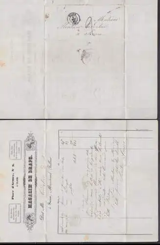 DIJON vorphilatélie  letter letre 6. MAI 1845, Magasin de draps, Rechnung mit Briefkopf, Frankreich