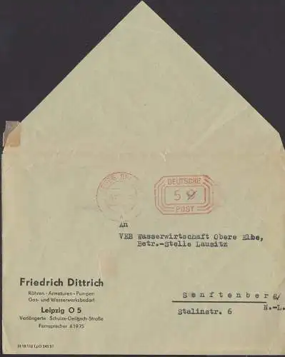 Leipzig BPA Postfreistempel 9.11.57 Drucksache mit 50 Pf, die "0" gestrichen, damit 5 Pfg., intern zurückgerechnet?