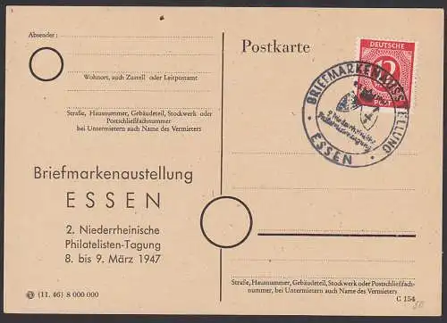Essen Gedenkblatt SoSt. Briefmarkenausstellung 2. Niederrheinische Philatelistentagung