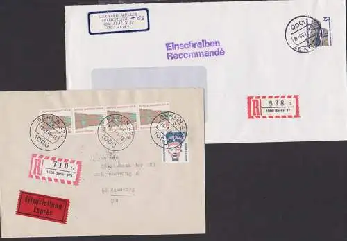 Berlin (West) 474 bzw 37 zwei R-Briefe mit Berlinr Ausgabe, Schleswiger Dom, Externsteine