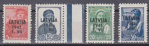 Latvija Lettland Russland Marken mit Aufdruck 1941 1. VII postfrisch