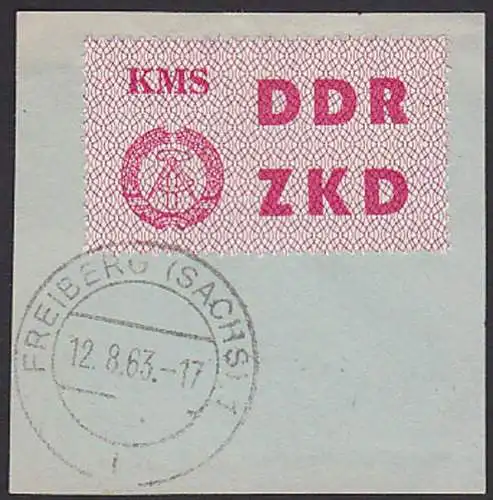 Karl-Marx-Stadt DDR ZKD Laufkontrollzettel Nr. 8 OSt. Freiberg 12.8.63 Briefstück