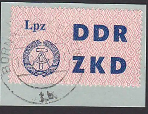 Leipzig DDR ZKD Laufkontrollzettel Nr. 9 OSt. Borna Briefstück