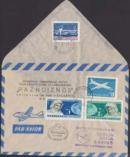 Enterprise commerciaale EÈtat - Umschlag mit Z5 Erstflug Turboprop IL 18 Berlin Sofia 2.4.1963 Deutsche Lufthansa