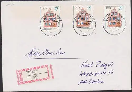 Luckau Bürgerhaus 25 Pf. DDR 1437(3) auf R-Brief Berlin ZPF (280)