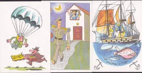 Nationale Volksarmee der DDR, 10 Motivkarten vom Militärverlag, 1. Auflage, 2 Ktn beschrieben, Rest unbeschrieben