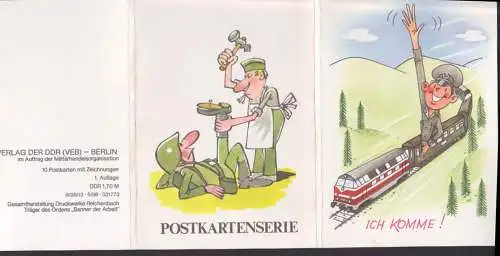 Nationale Volksarmee der DDR, 10 Motivkarten vom Militärverlag, 1. Auflage, 2 Ktn beschrieben, Rest unbeschrieben