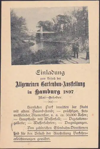 Berlin GA mit privatem Zudruck Einladung zum Besuch Allg. Gartenbau-Ausstellung Hamburg 1897, DR PP8 C2/03