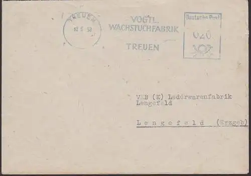 Treuen, AFS 10.6.58 Vogtländische Wachstuchfabrik, Dienstpostbrief