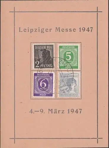 Leipziger Messe 4. - 9. März 1947 SoSt. Gedenkblatt