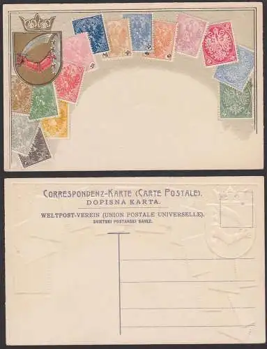 Wappenkarte Marken des Landes Prägekarte Dopisnakarta Carte postale ungebraucht
