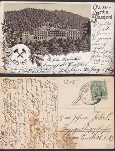 Rehabilitationszentrum Sülzhayn Ellrich Gruss von der Heilstätte 20.7.1911, Bergbau Glück Auf!