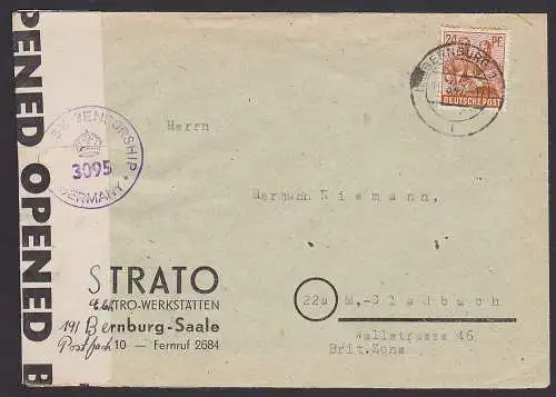 Bernburg Fernbrief nach München 11.8.47 mit engl. Zensur (3095) british censorship