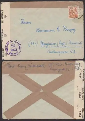 Piesteritz military censorship 0028 Fern-Brief aus der SBZ nach Bergheim Zieverich - rarer Zenssurbeleg 28.10.47