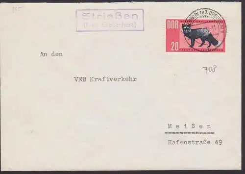 Strießen Kreis Großenhain Striessen PSSt. Fernbrief DDR 945 Silberfuchs