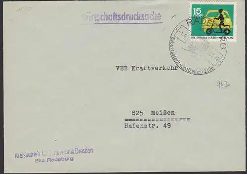 Kind mit Roller vor Pkw 15 Pf. Sicherheit im Straßenverkehr DDR 1170, portogenau SoSt. Radeburg, Heinrich Zille