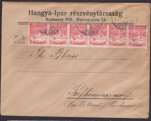 Schnitter 10 Filler Budapest  Brief Hangya-Ipar mit Ungarn 246(6) nach Sachsen Seifhennersdorf
