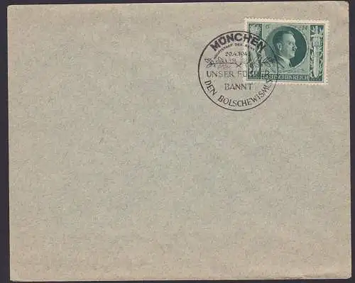 München SoSt. 20.4.43 "Unser Führer bannt den Bolschewismus" mit 6+14 Pf. auf Brief