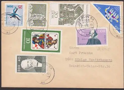 Pioniertreffen Karl-Marx-Stadt 1964 25+10Pfg. Dreieckmarke auf Brief DDR 1047, 40 Pfg. Theodor Storm
