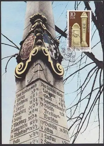 MC Oederan Halbmeilensäule 10 Pfg. DDR 2853, SoSt. Berlin , Viertelmeilenstein Mühlau