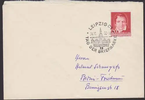 Heinrich Heine 20 Pfg. DDR 517 SoSt. Leipzig alte Rathaus