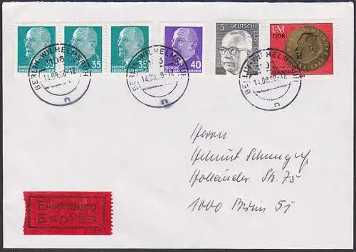 Georgie Dimitrow Eil-Brief Berlin-Wilhelmsruh Marke aus Block DDR Bl. 68, rs. Eing.-Stempel