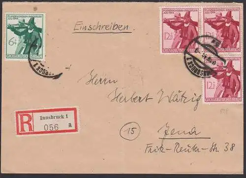 Innsbruck R-Bf mit DR 897, 898(3) portogenau Landesschiessen, Soldat mit Maschinengewehr und Standschütze