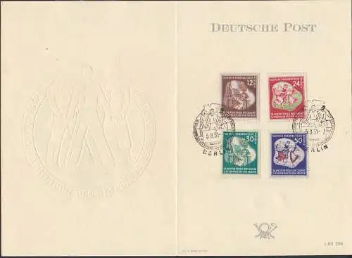 Weltfestspiele der Jugend u. Studenten in Berlin SoSt. 3.8.51, off. FaltKarte mit Dv DDR 289/92