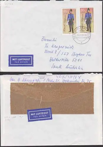 Historische Postuifiormen 85 Pf (2) auf Auslands-Lp-Brief portogenau, Berlin-Blankenfelde 2.7.90, DDR 2999 II
