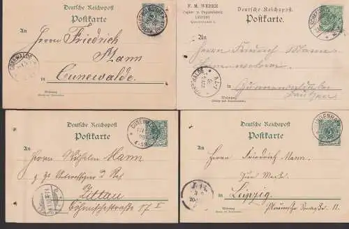 Ringenhain, Cunewalde, Steinigtwomsdorf Schkeuditz, 4 Karten aus 1898, 2 davon GA