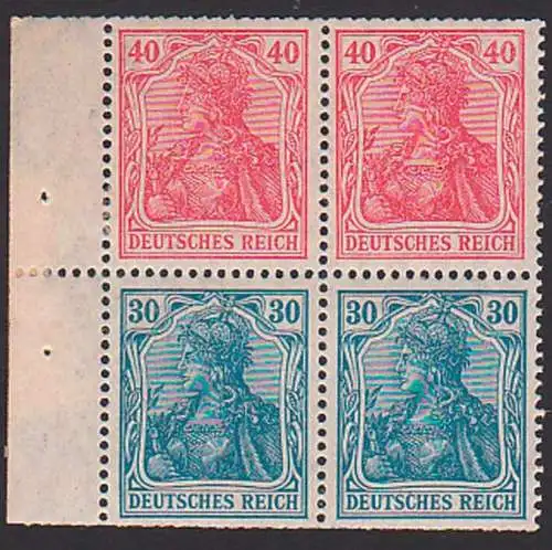 Deutsches Reich 40 und 30 Pf. Germania im Zdr. S21, ungebraucht, Gummi unsauber