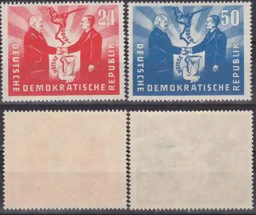 DDR Deutsch-Polnische Freundschaft MiNr. 284-85 **,  Boleslaw Bierut Oder-Neiße Friedensgrenze Taube