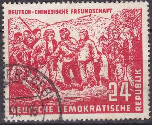 DDR 24 Pf. Deutsch-chinesiche Freundschaft Mao Zedong Landvermessung Bodenreform Mi. 287