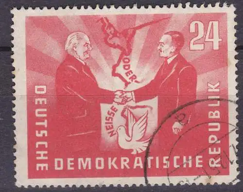 DDR 24 Pf. Deutsch-Polnische Freundschaft Wilhelm Pieck Boleslaw Beirut Oder-Neiße Friedensgrenze Mi. 284