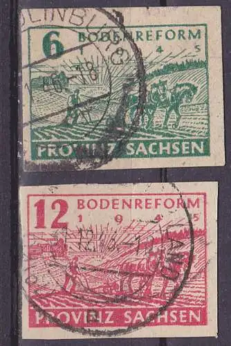 SBZ Provinz Sachsen Bodenreform Pflügender Bauer (Mi. 85/6 gest.)