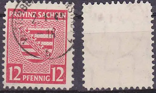 SBZ Provinz Sachsen 12 Pf. Wittenberg Postmeistertrennung  (Mi. 71 XA gest. 100,-)