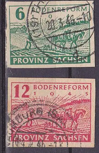 SBZ Provinz Sachsen Bodenreform Pflügender Bauer (Mi. 85/6 gest.)