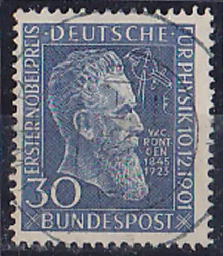 Wilhelm Röntgen Physiker Nobelpreis erste Röntgenröhre 30 Pf. gest. Mi-Nr. 147