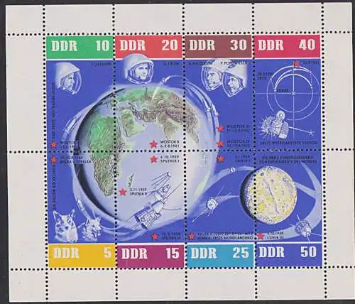 DDR Kleinbogen sowjetische Weltraumflüge (Mi. 926-933 **) Juri Gagarin Wostock 1 German Titow