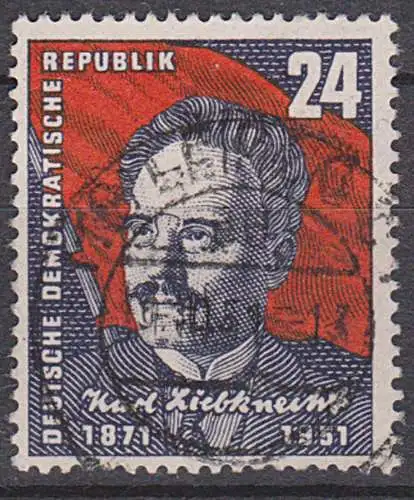 DDR 294 Karl Liebknecht Politiker Rote Fane gestempelt