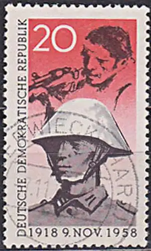 DDR 20 Pf Arbeiter mit Gewehr  und Soldat der NVA MiNr. 662 sauber bedarfsgestempelt
