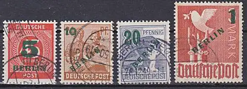 Berlin 64/7 Grünaufdruck kpl. gestempelt Friedenstaube