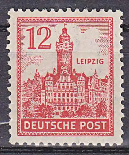 SBZ 155X 12 Pf Westsachsen Rathaus mit seltenem Wasserzeichen ungebraucht Falzspur