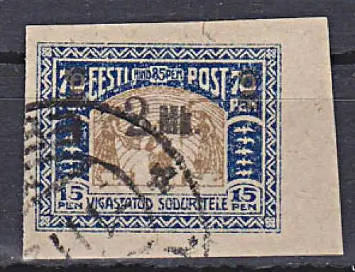 Estland Eesti Post  2 Mk auf 15 PEN Vigastatud Briefstück