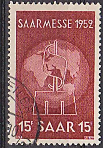 Saarland 317 gest. Saarmesse 1952 Messe Emblem Erdkugel